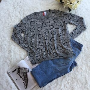 Divided Grey and Black Heart Sweater